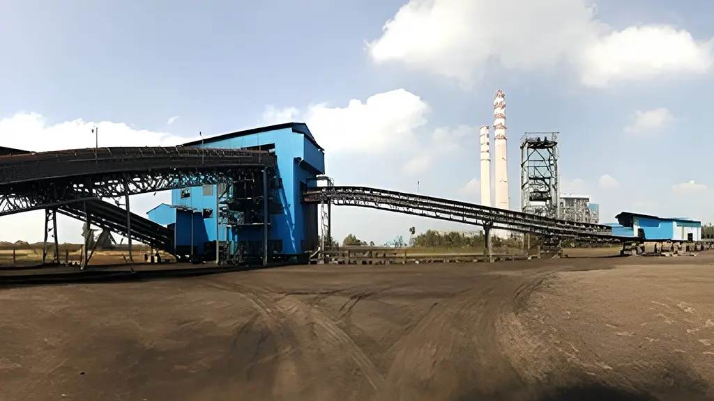 Industrial conveyor and processing structures at construction site